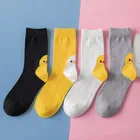 носки женские набор носки женские Женские носки Новый кавайные носки Симпатичные мягкие Harajuku Стиль полу носки для девочек длинные носки без пятки для женщин Цвет желтый; Рисунок в виде утки; подарки на новый год