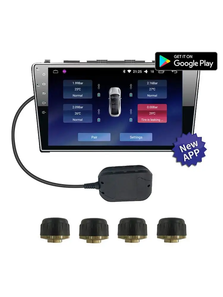

USB Tire Pressure Monitoring System TPMS External Sensor For Android Navigation Tire Pressure Alarm System 5V Internal Sensors