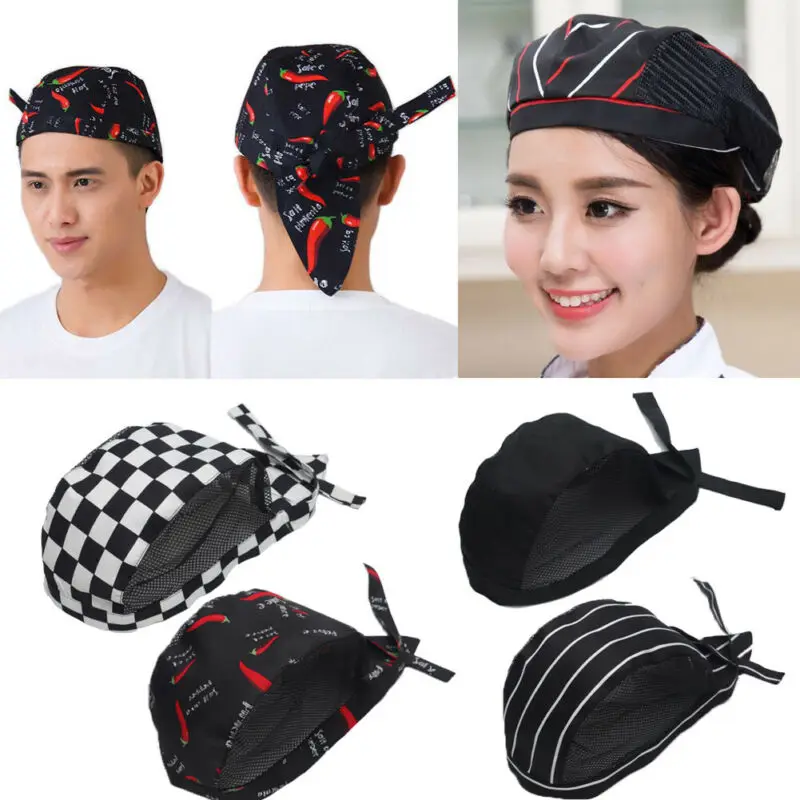 Men Women Adjustable Chef Hat Mesh Hotel Kitchen Cooking Adult Restaurant Skull Cap Working | Дом и сад