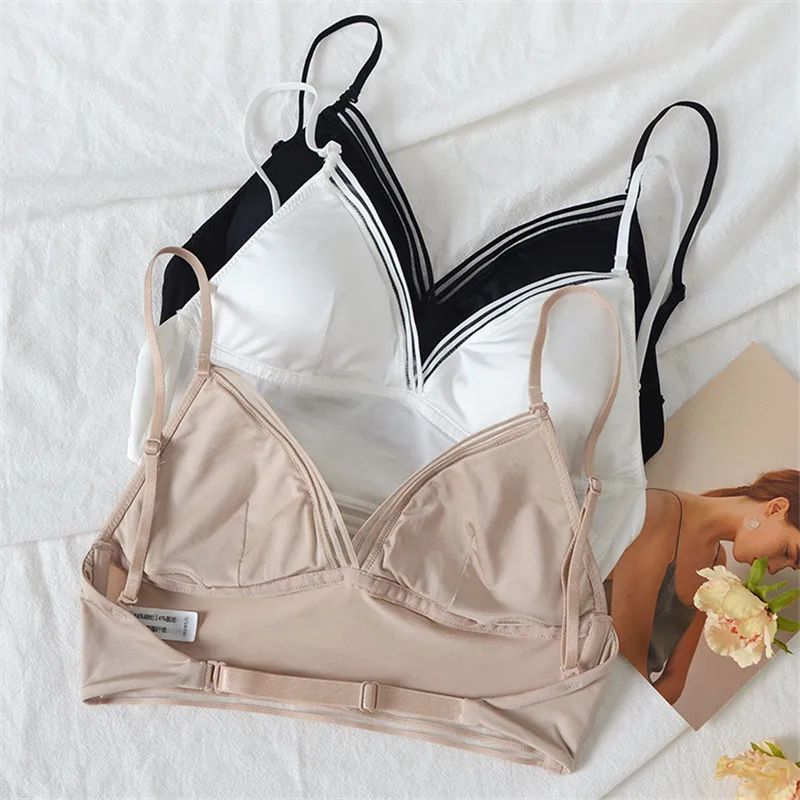 

Women Mesh Lingerie Bra Thin No Steel Ring Bra Dress Vacation Invisible Back Closure Triangle Cup Female Brasieres Para Mujer