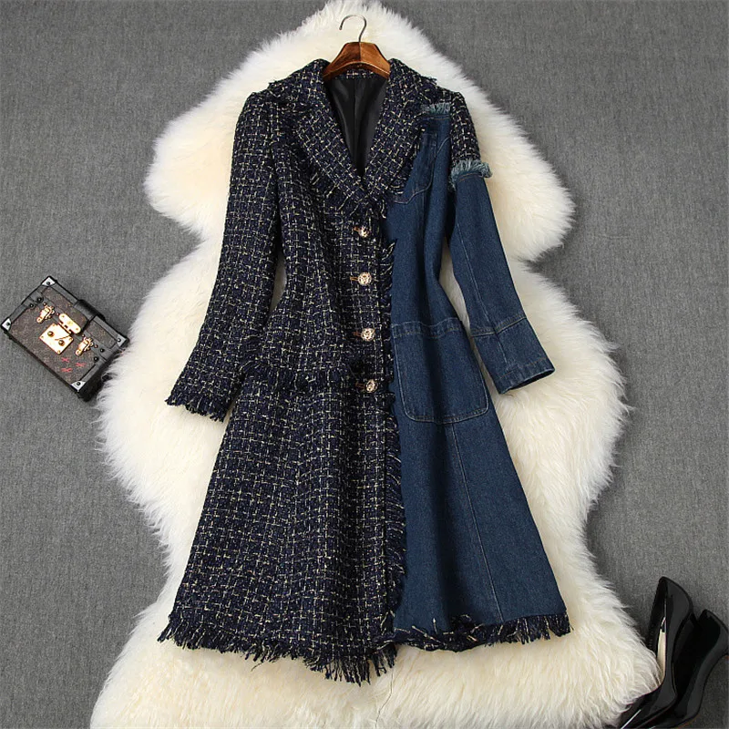 

Jaqueta e casaco de l feminino, moda passarela, inverno, tweed, denim, patchwork, vintage, longo, malha de l, sobretudo