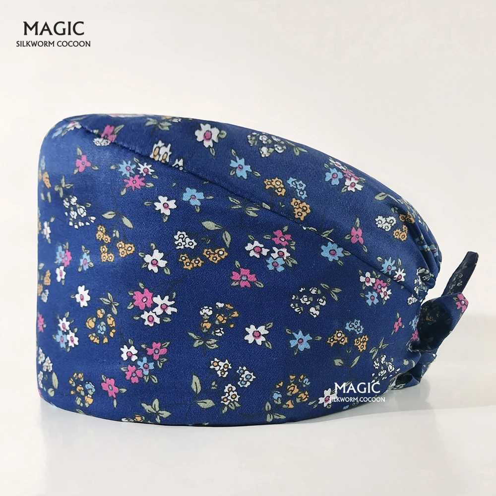 

tieback printing Medical Surgical scrubs caps Hospital doctor nursing caps Breathable dentist pet hat Pharmacy nurse work caps