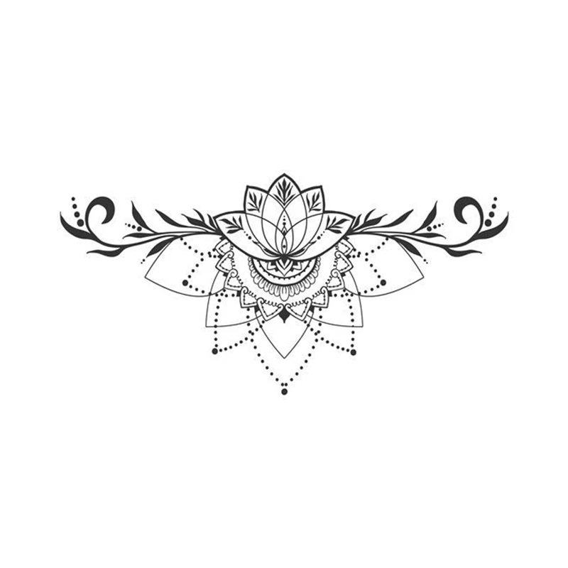 Водонепроницаемый временный цветок розы перо Корона Талия Грудь тотем Имитация