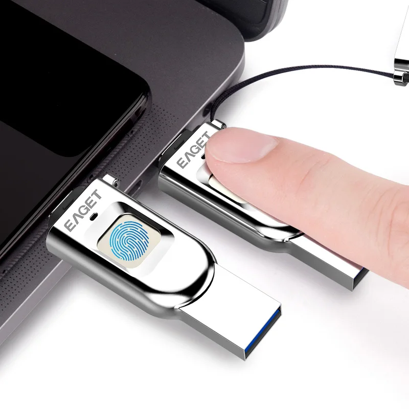 EAGET FU68 сканер отпечатка пальца U диск данных Шифрование точное распознавание интерфейс Type-C USB флэш-диск Hi-Speed USB3.0 64 Гб 128 ГБ