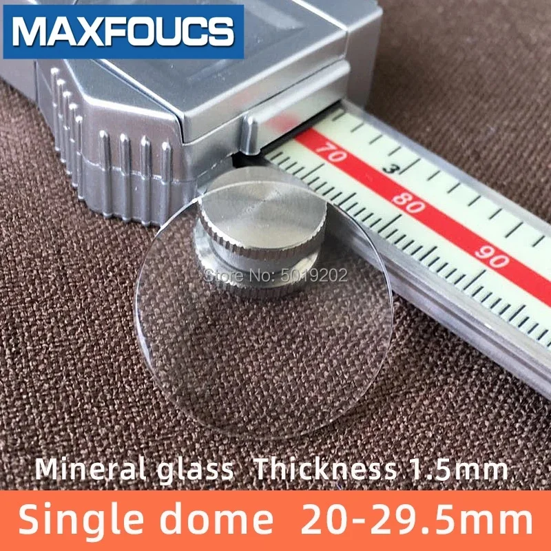 

Watch glass Mineral glass Single dome Thick 1.5 mm diameter 20 mm to 29.5 mm