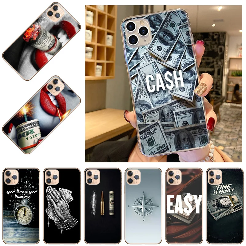 

Money Cash Time Compass Silicone Silicone Soft TPU Phone Case For iPhone 13 12 11 Pro XS Max 7 8 Plus SE2020 X XR Fashion Cover