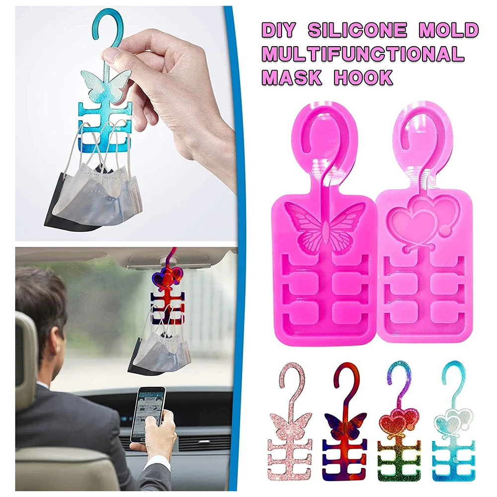 

Silicone Storage Hook Mold DIY Mask Hanger Resin Jewelry Organizer Home Craft for Household Bedroom Space Saving Supplies