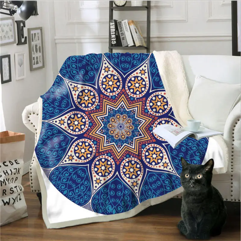 Одеяла 3D Круг Pattern Хлопок Бархатные квадратное одеяло утолщение с капюшоном 150 см