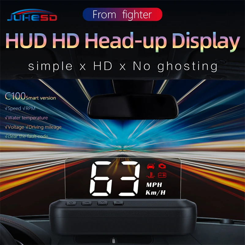 

C100 OBD2 Hud Head-Up Display Car Speed Projector Universal Auto Electronics OBD 2 Speedometer Kmh/Mph Display Speeding Alarm