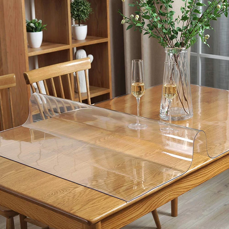 

TPU Tablecloths Kitchen Dining Room Desk Coffee Table Mats Transparent Waterproof Oil-Proof Soft Glass Anti-wrinkle Table Cover