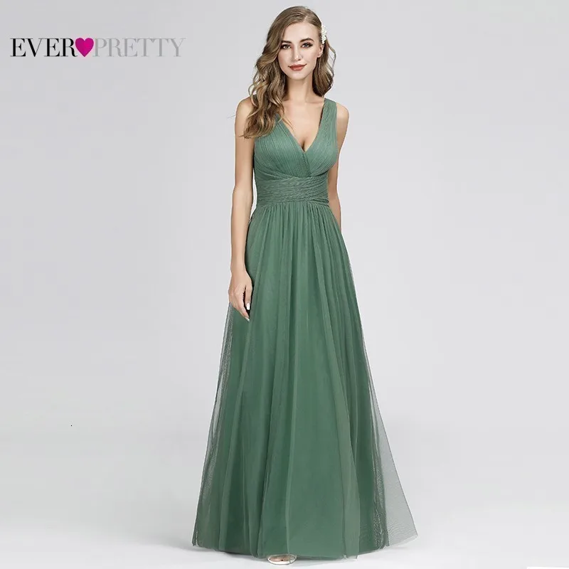 Длинные платья подружки невесты Ever Pretty A-Line с v-образным вырезом без рукавов, официальные свадебные платья для гостей Robe demoiseur D'honneur Rouge
