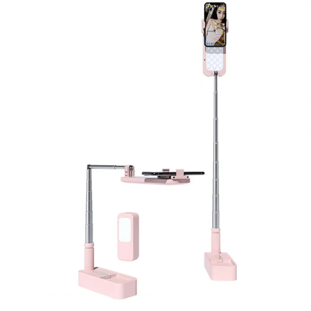 easy storage multifunction extendable phone stand with selfie light for video recording live streaming selfie free global shipping
