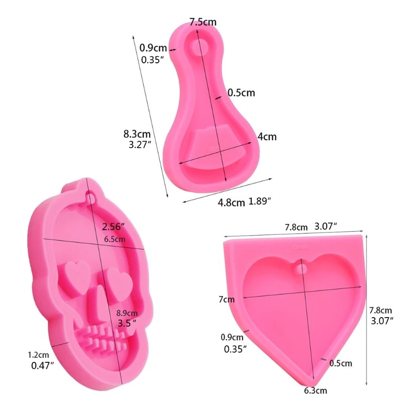 

Heart Skull Bottle Opener Shape Keychain Silicone Mold DIY Pendant Resin Mold