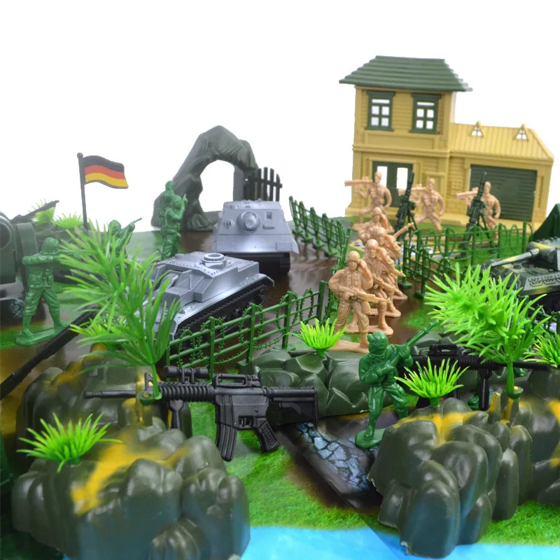 

130 pcs Military Suit Soldiers Military Corps children's toys static assembly model toy belt map