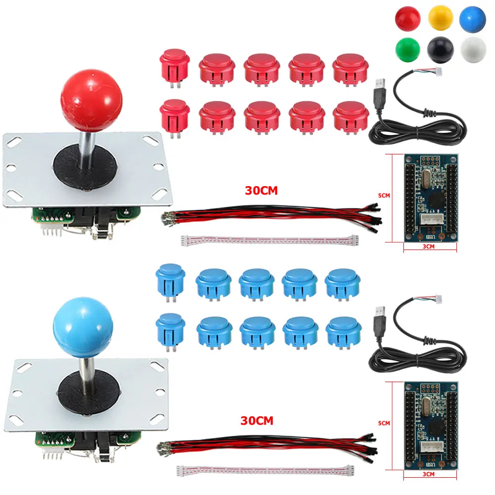 

RAC-D300 DIY Arcade Joystick 5Pin 2 Players Kits Buttons USB Encoder Cables