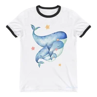 watercolor whales family print t shirt womens clothing funny tee shirt femme harajuku kawaii clothes harajuku shirt tops