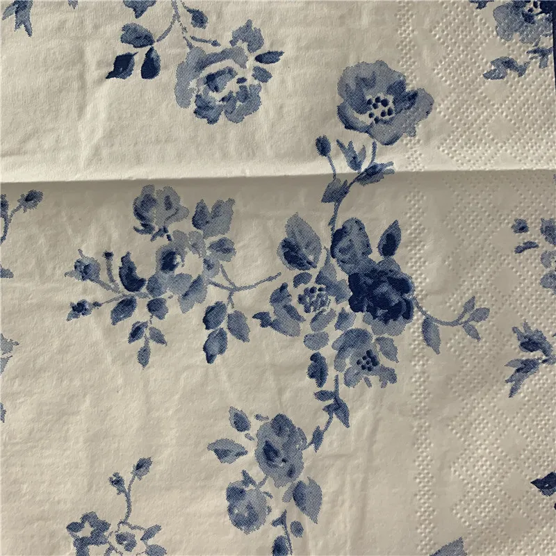 20 винтажных салфеток для стола бумажные Элегантные салфетки цветочный синий