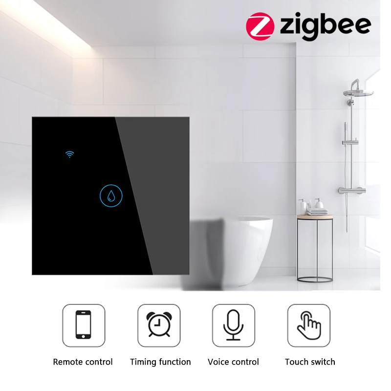 

Умный сенсорный настенный выключатель для водонагревателя TUYA Zigbee, 20 А, таймер, дистанционное управление, умный дом для Alexa Google Home, голосовое ...