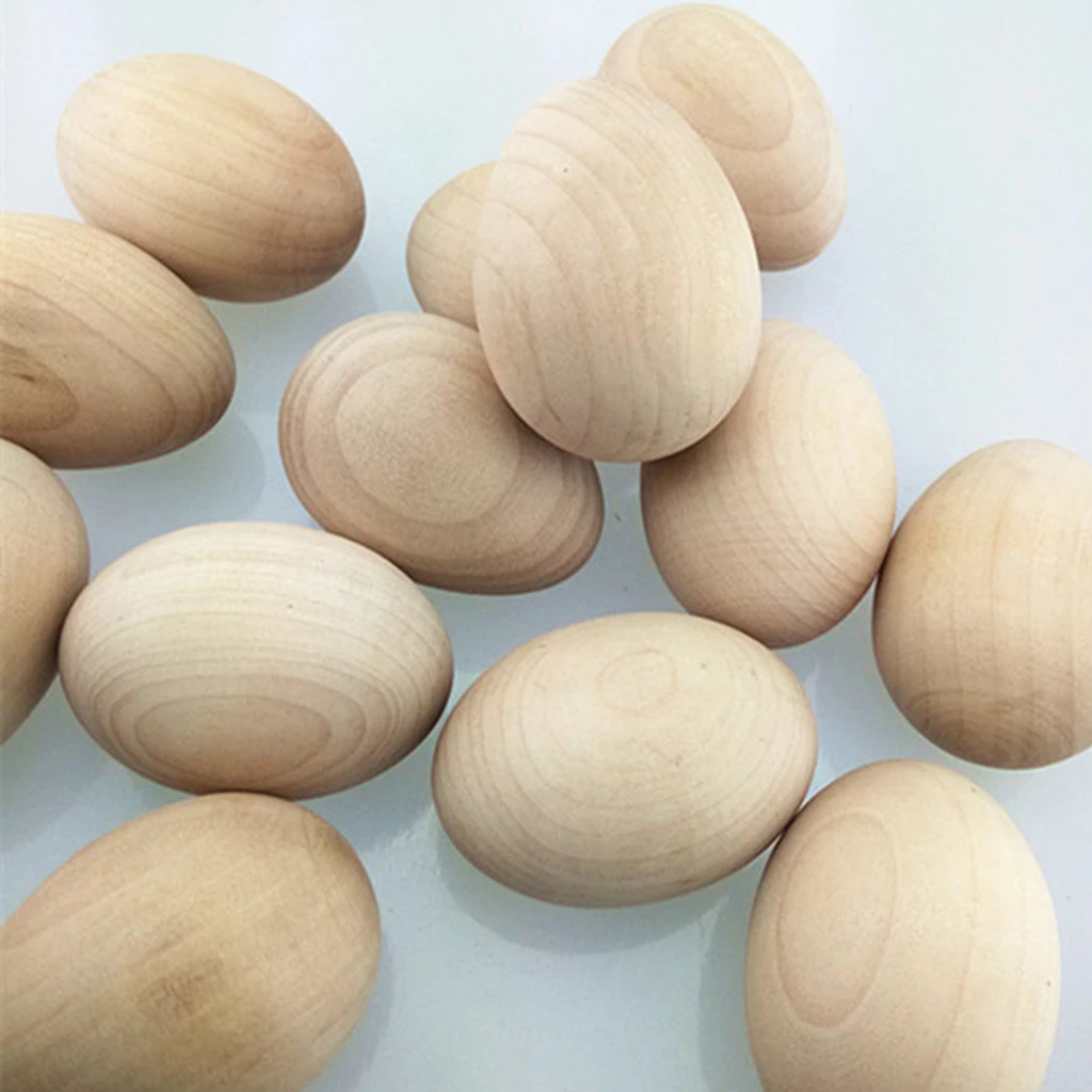 

Wooden Eggs, Bag of 10 Unfinished Wooden Easter Craft Eggs, Unpainted Smooth, Ready to Paint and Decorate