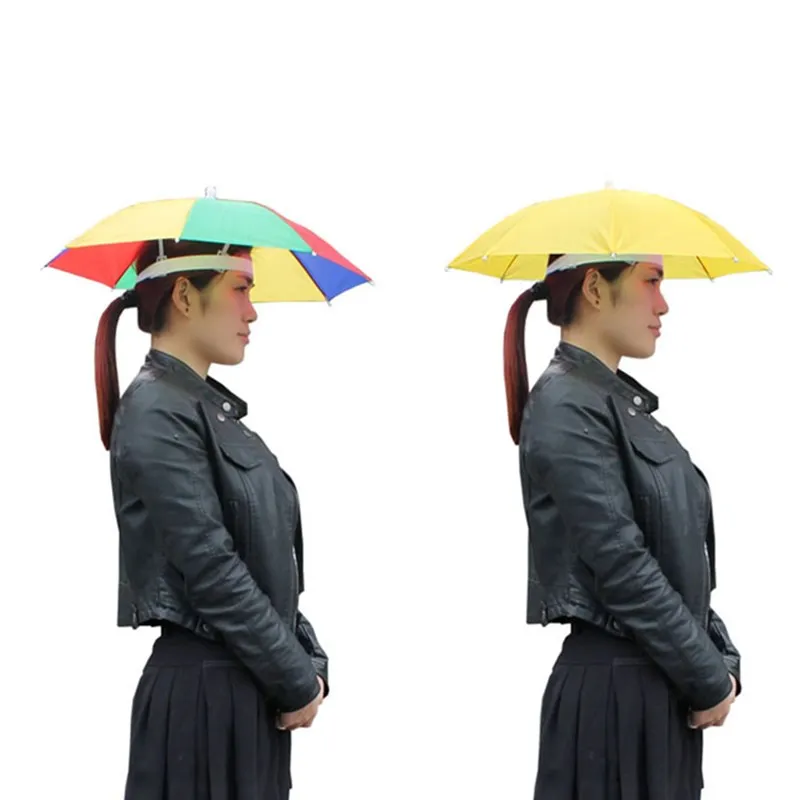 

Открытый зонтик шляпа 55 см Новинка складной Hands Free складной водонепроницаемый многоцветный походный пляжный портативный Солнечный дождлив...