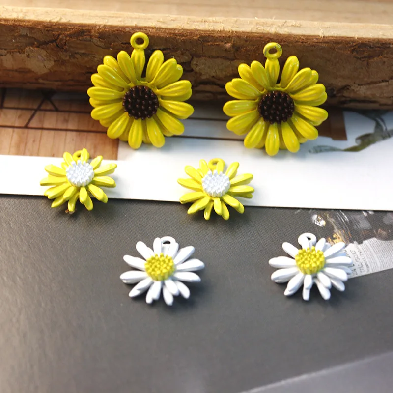 

10 шт./лот подсолнухи ручной работы с маслом эмалевые шармы дизайн для изготовления ювелирных изделий серьги браслет или ожерелье