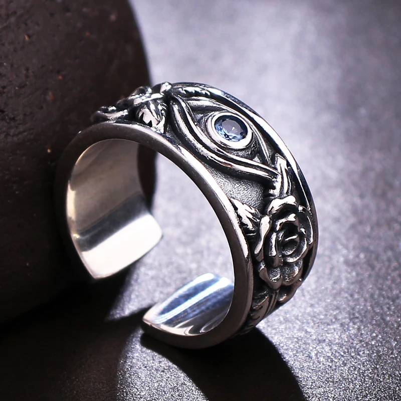 New Eye of Horus Silver Ring Men's Opening Adjustable Personality Retro God Fashionable Hip Hop Jewelry | Украшения и
