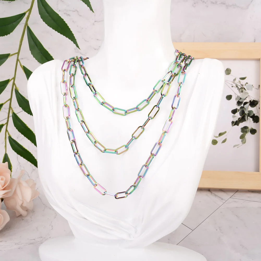 About 5m/Roll 304 Stainless Steel Paperclip Chains Bulk Cable Chains for DIY Necklaces Charms Jewelry Making Accessories