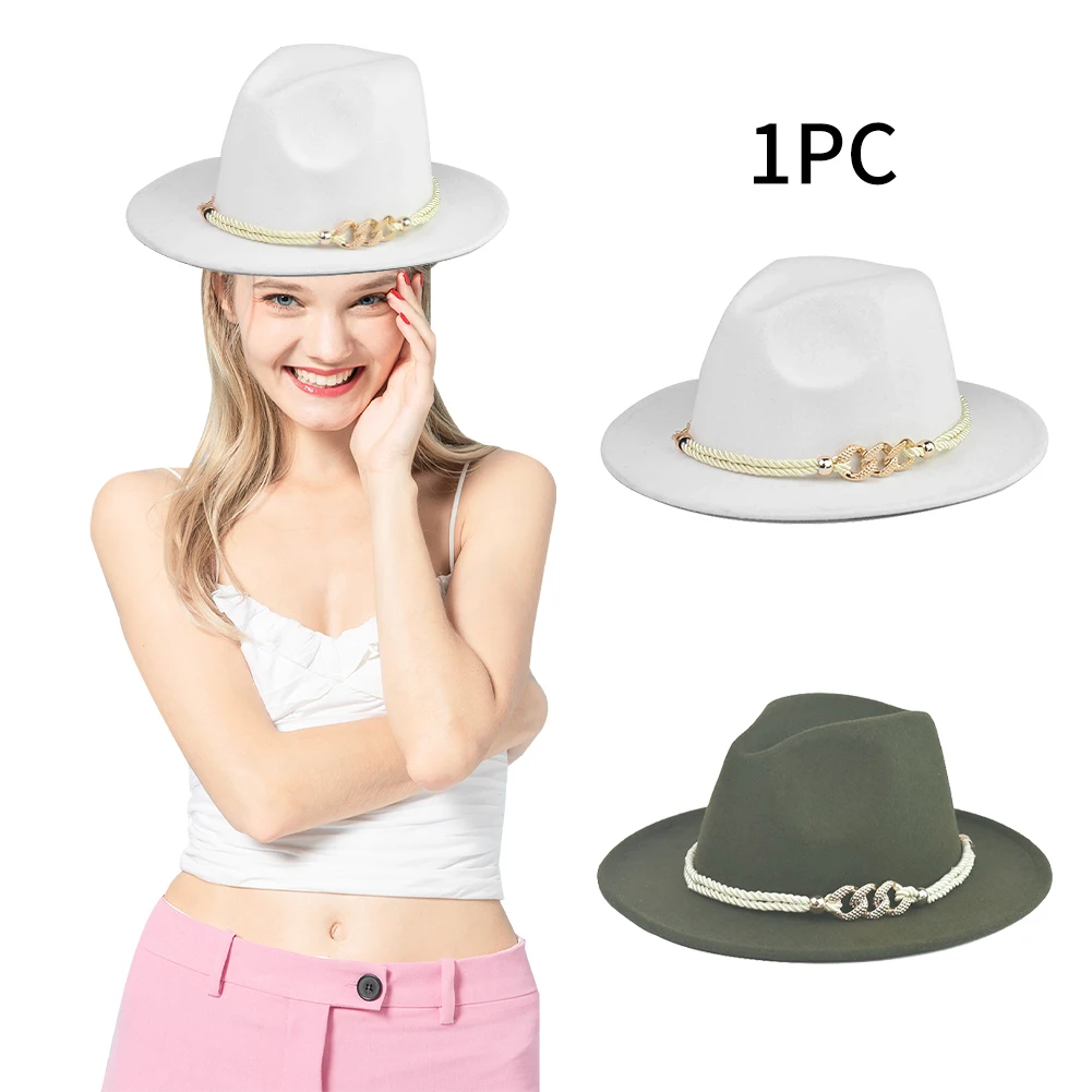 

Шляпа фетровая для мужчин и женщин, простая элегантная Водонепроницаемая однотонная джазовая Федора с широкими полями, Классическая, для у...