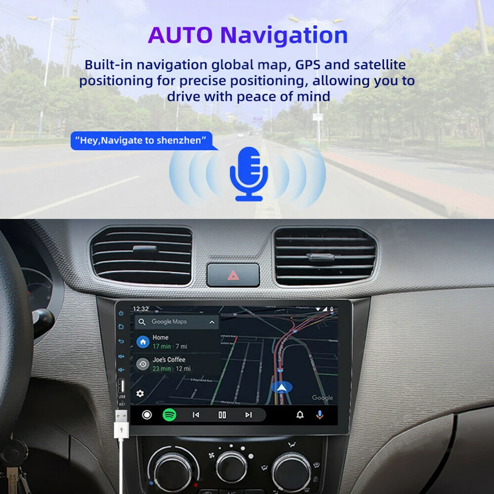 $76.99 9'' 1 Din Car Stereo Radio 9008CP Carplay Navigation Android Auto HD Touch MP5 Player Mirror Link FM Bluetooth Multimedia Player