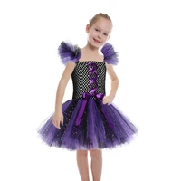 sparkly purple black girls halloween witch costume tutu dress showgirl carnival party dresses kids cosplay costume hat available