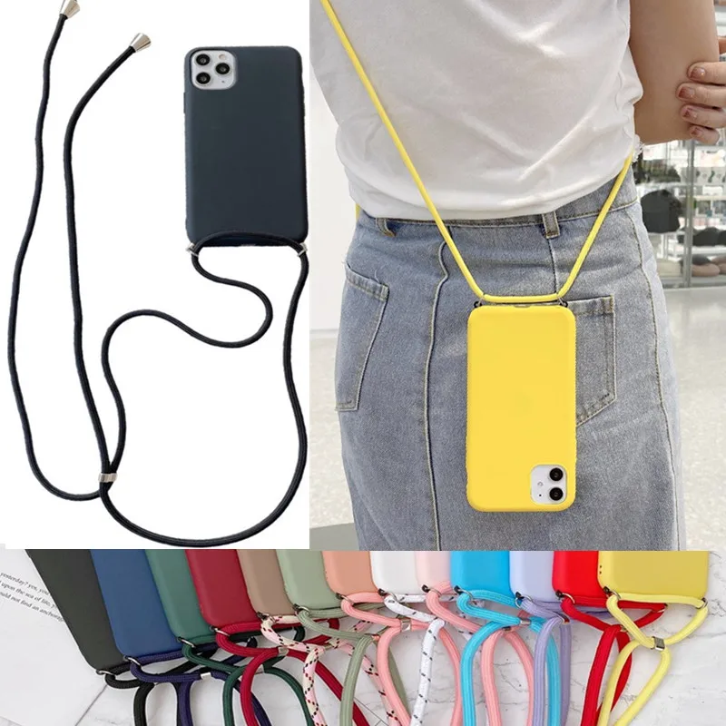 Strap Cord Chain Necklace Lanyard Mobile Phone Case For iPhone  13 12 11 Pro XS MAX 6 7 8plus XR X SE 2020 Hands Free Rope Cover