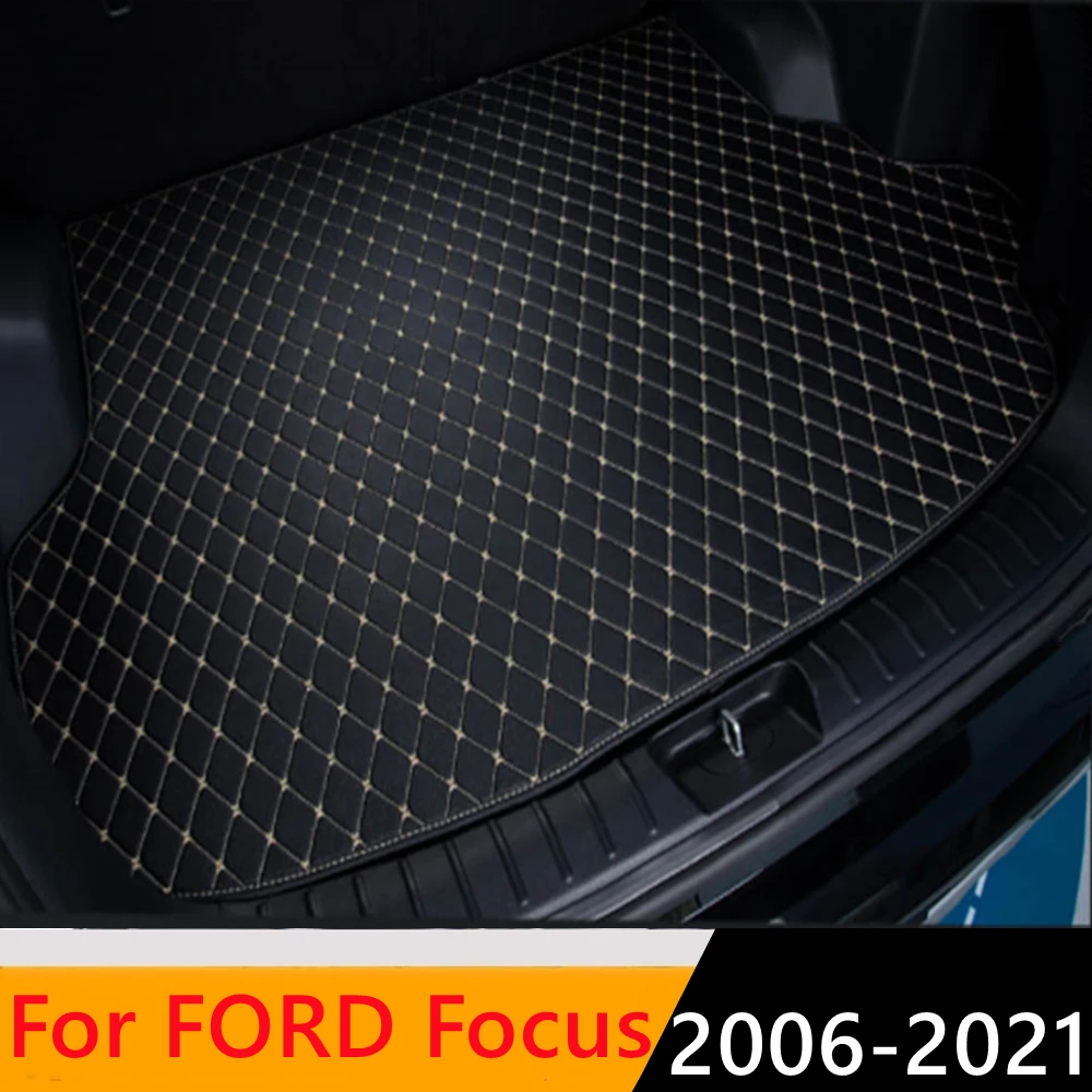 

Sinjayer Car AUTO Trunk Mat ALL Weather Tail Boot Luggage Pad Carpet Flat Side Cargo Liner Cover Fit For FORD Focus 2006 07-2021