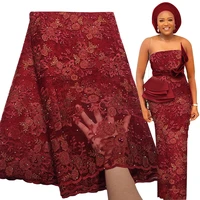 bestway latest french tulle lace fabric 5 yards 2021 high quality nigerian party stone embroidery african lace fabric