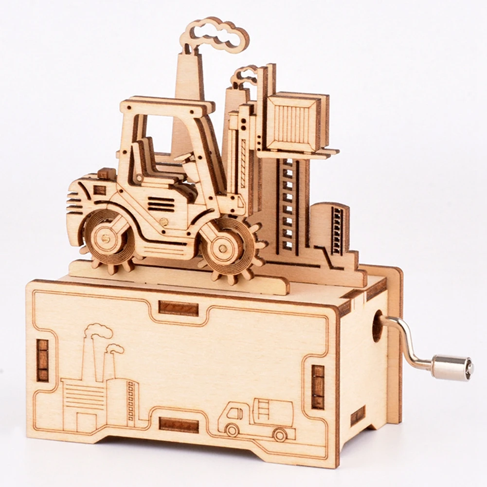 

New Three-dimensional Jigsaw Puzzle Hand-assembled Model Hand crank Music Box Toy Adult Diy Plug-in Building Blocks Car