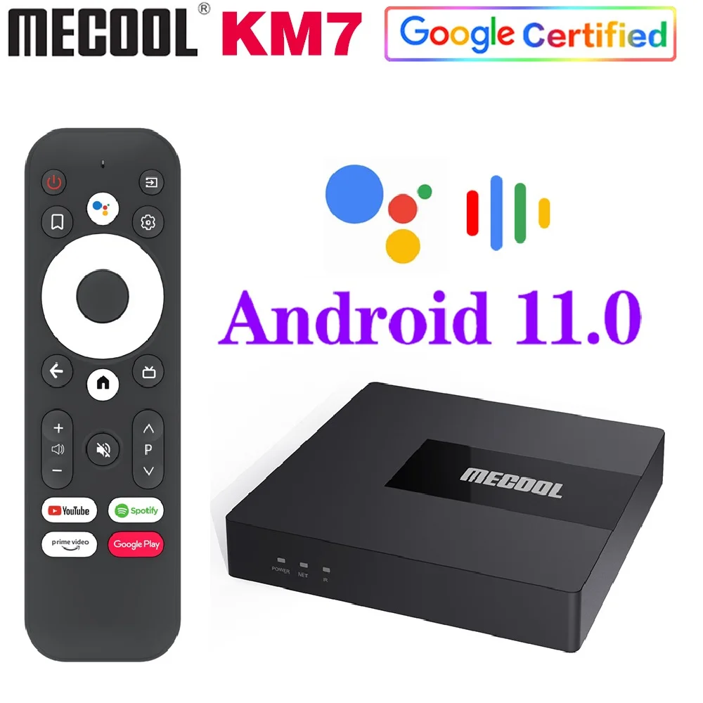 ТВ-приставка Mecool KM7 сертифицированная Google Android 11 A 4 + 64 ГБ DDR4 Amlogic S905Y4 | Электроника