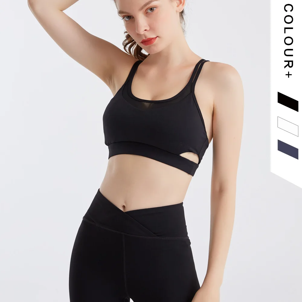 

Sleeveless Woman Yoga Vest Cross Sexy Navel Bare Tight Breathable Sports Workout Running Tops Underwear Bra Sportswear 2021