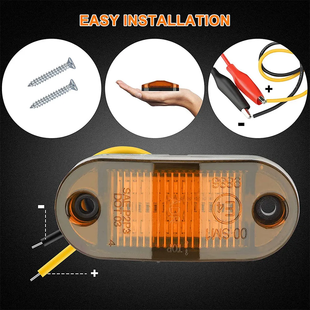 

2pcs Car Signal Side Lights PickupTrucks 6LED Side Lamps E4 Trailer 10-30V Side Tail Lights MK-019 Auto Lamps Accessories