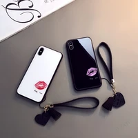 case tempered glass love heart back cover tassel lanyard for iphone 13 pro max 12 11 x xs xr 7 8 plus mini cover