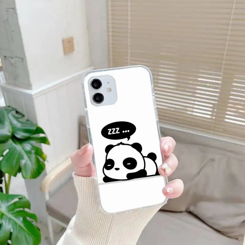 

Cute Panda Pattern Matte Phone Case For iphone 7 8 plus x xr xs 11 12 mini pro max transparent nax fundas cover