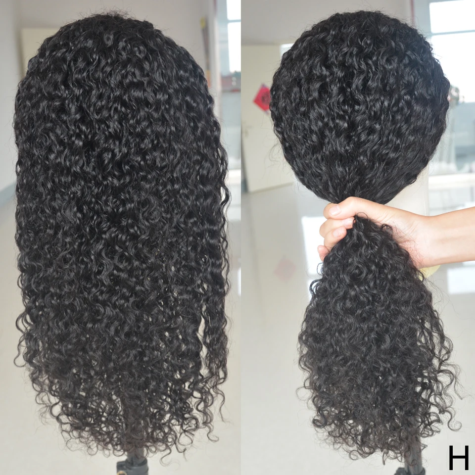 Вьющиеся перуанские волосы remy с высоким коэффициентом 180% Плотность фронта шнурка человеческие волосы парик для зимы натуральный черный цвет отбеленные узлы
