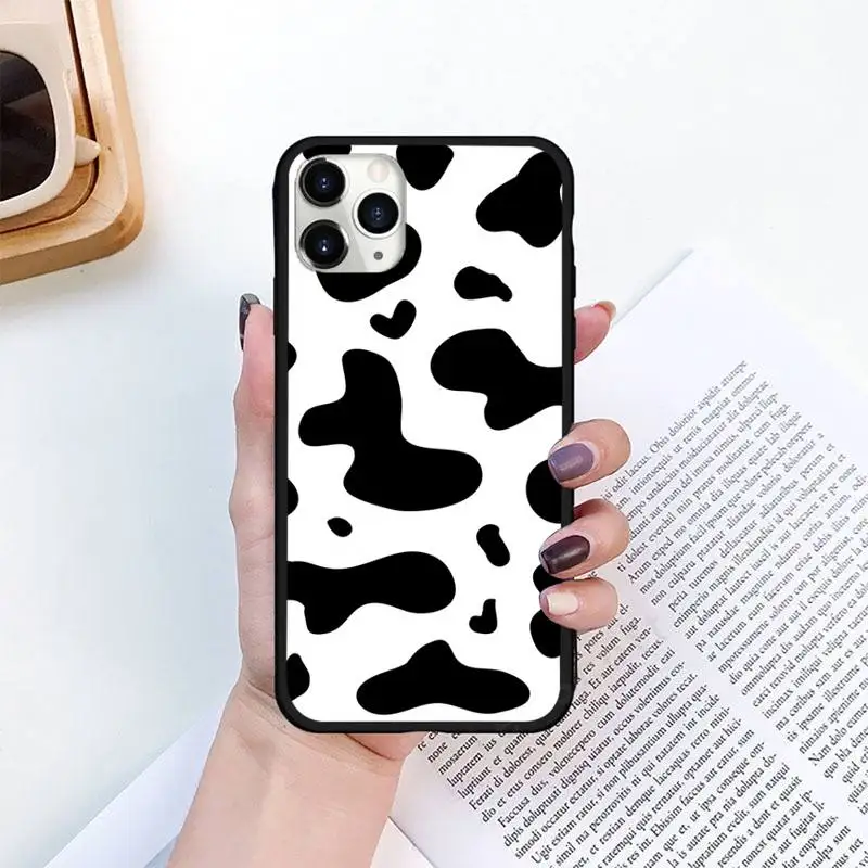 

White Black Cow Symbol Phone Case for iPhone 11 12 pro XS MAX 8 7 6 6S Plus X 5S SE 2020 XR mini