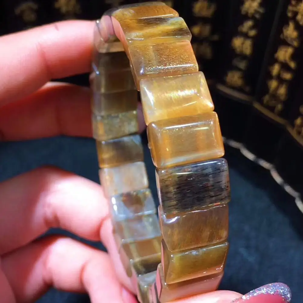 Браслет из натурального золотого солнечного камня для женщин и мужчин