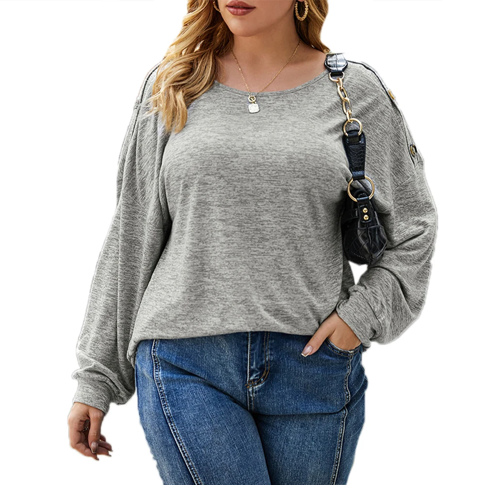 

Loose T Shirt Women Solid Color Long Sleeve Pullover Round Neck T-shirt Top Ladies Fashion Casual Tops Female Women Clothing