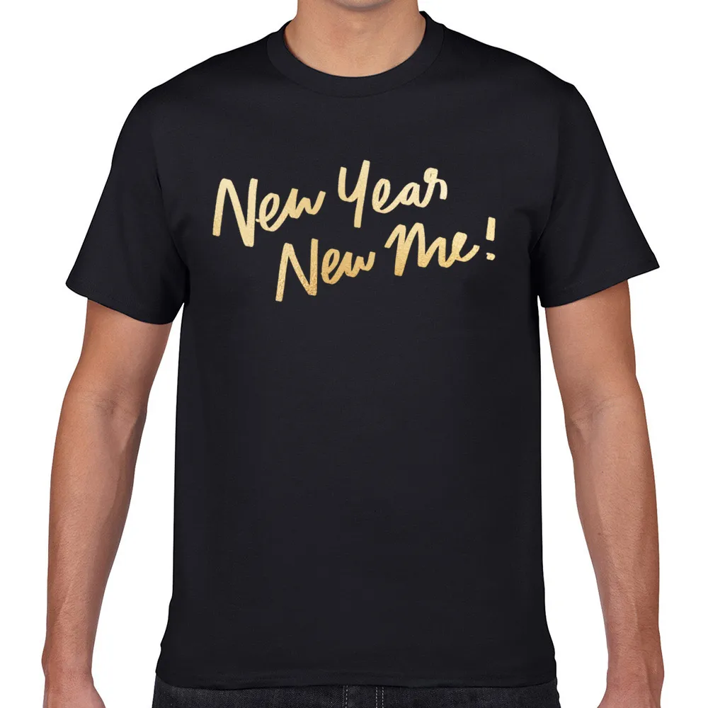 

Tops T Shirt Men new year new me Design Black Geek Print Male Tshirt fa003