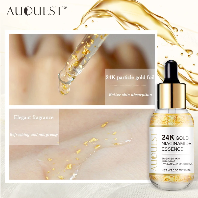 

24k Gold Hyaluronic Acid Face Serum Moisturize Shrink Pores Brighten Improve Fine Lines Lifting Firming Amide Face Essence Skin