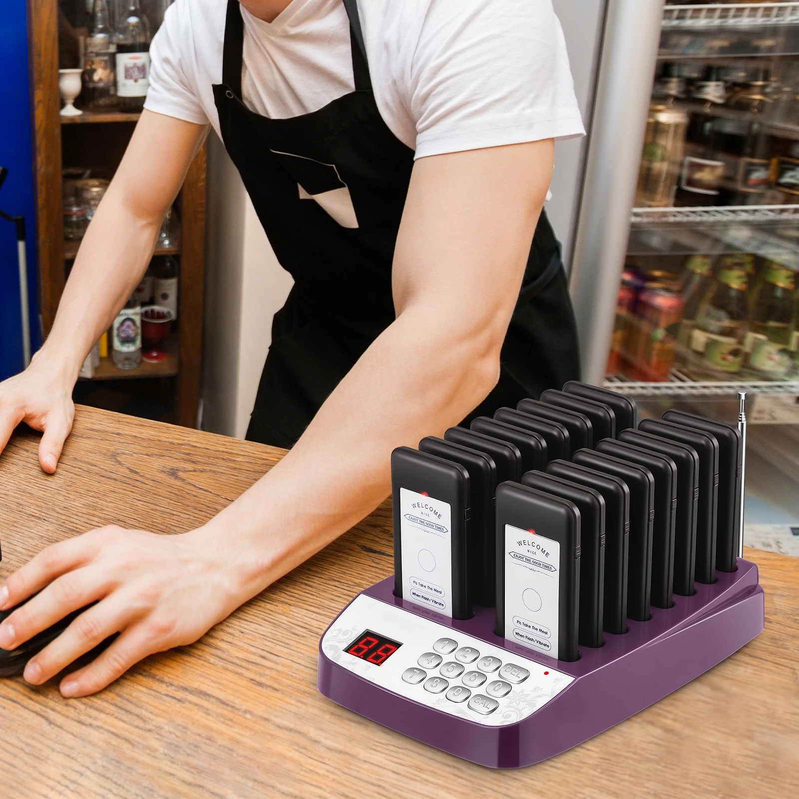 

Ресторан пейджер вызова системы с 16 пейджер приемники для клиник еда грузовик пейджер официанта обслуживание клиентов с зарядной док