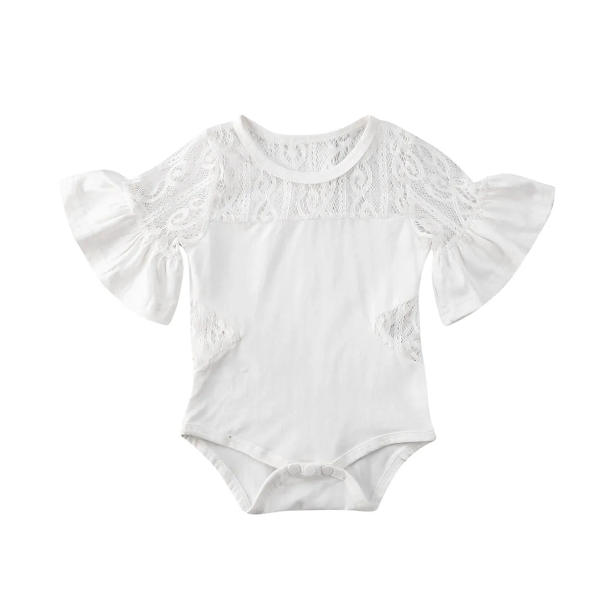 

Toddler Baby Girls Lace Short Sleeve Bodysuit Jumpsuit Clothes Outfits