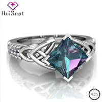 huisept fashion 925 silver ring jewelry geometric shape topaz zircon gemstones wedding party rings for women wholesale size 6 10