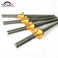 t20 lead screw for cnc 3d printer 100 150 200 250 300 350 400 500 600 1000mm picth 4mm lead 4mm trapezoidal screw with brass nut
