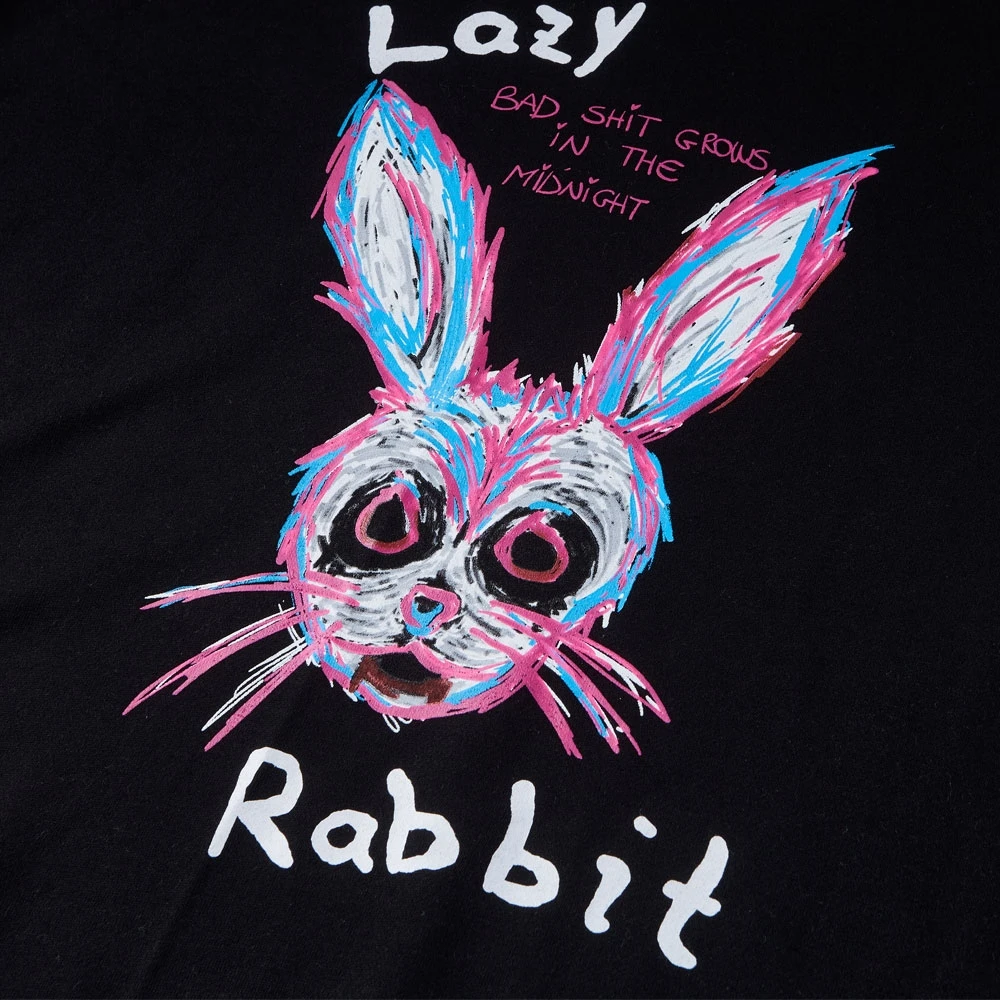 

Graffiti Rabit Print Fleece Hoodies Sweatshirts Unisex Hip Hop Harajuku Streetwear Fashion Casual Men Loose Hooded Pullover Tops